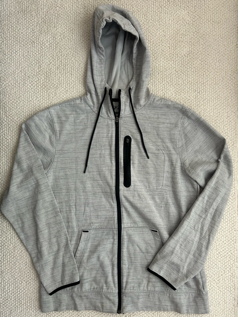 Old Navy Active Men’s Gray Hooded Zip-Up Athletic Jacket with Black Trim Large